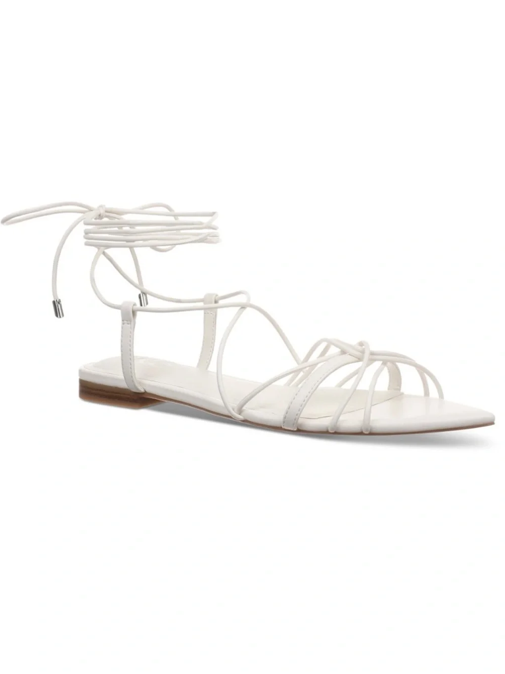 INC International Concepts White Lace-Up Strappy Flat Sandals 621
